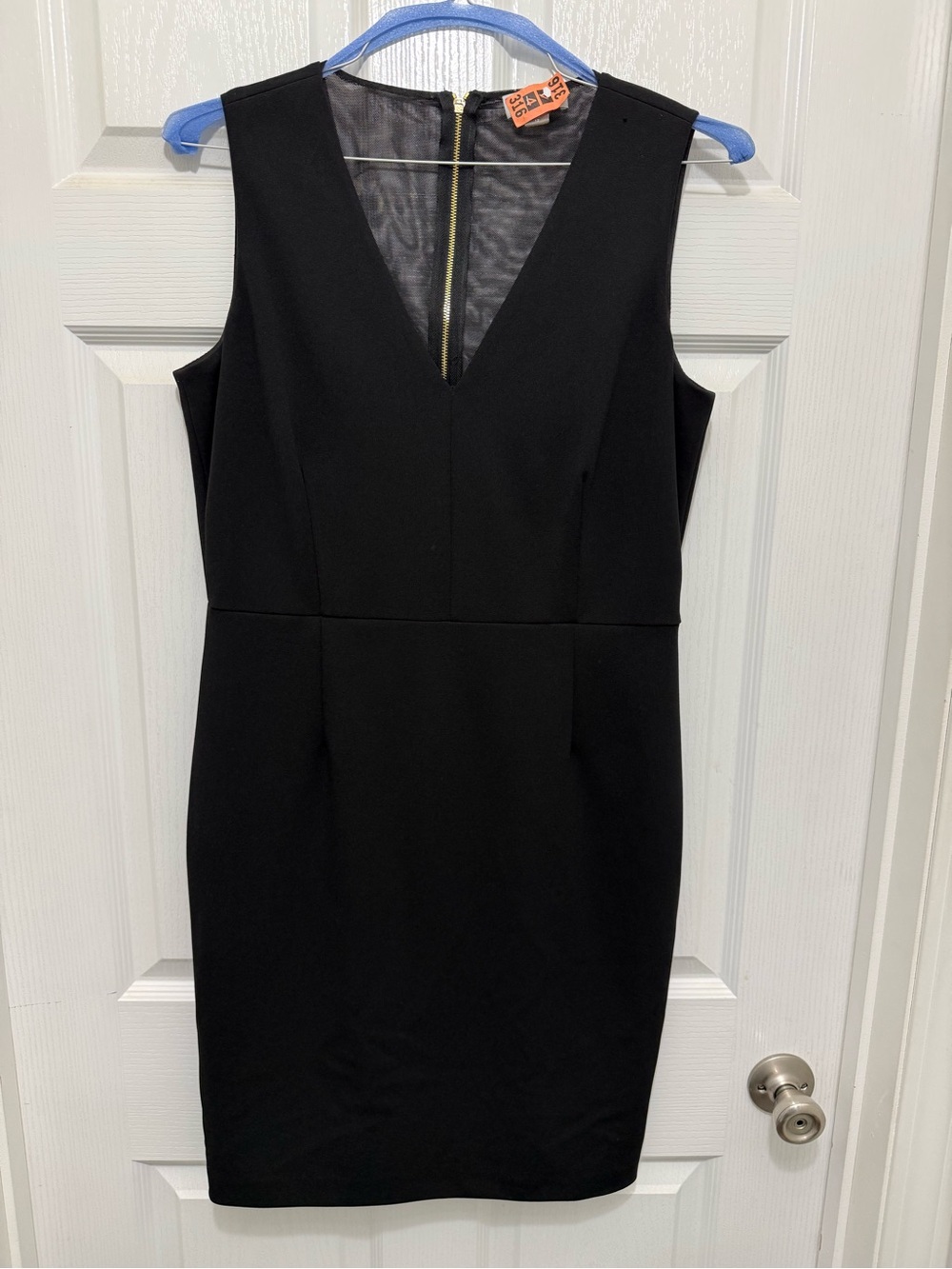 Calvin Klein Black V-Neck Midi Sheath Dress
